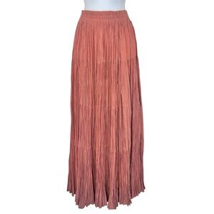 Longhorn Western Pleated Mauve Tiered Maxi Broomstick Skirt Size S